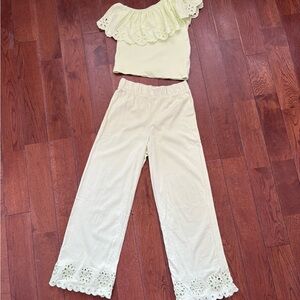 Zara Light Green Eyelet Top